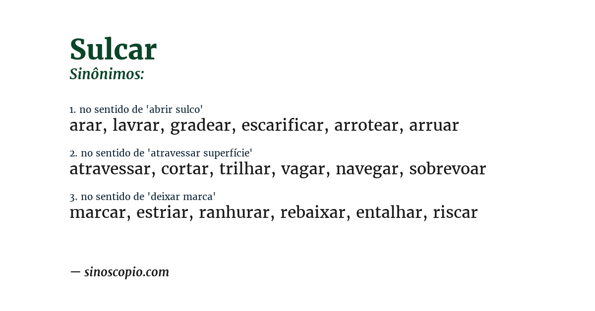 Sinônimo de sulcar