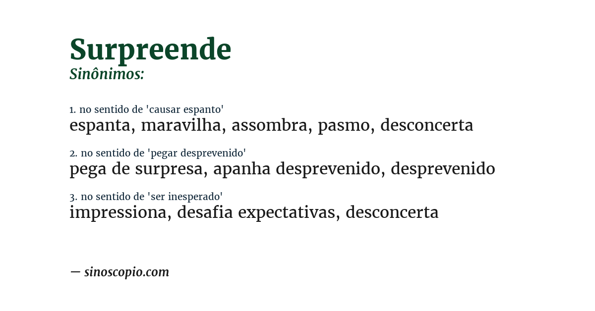 Sinônimo de surpreende
