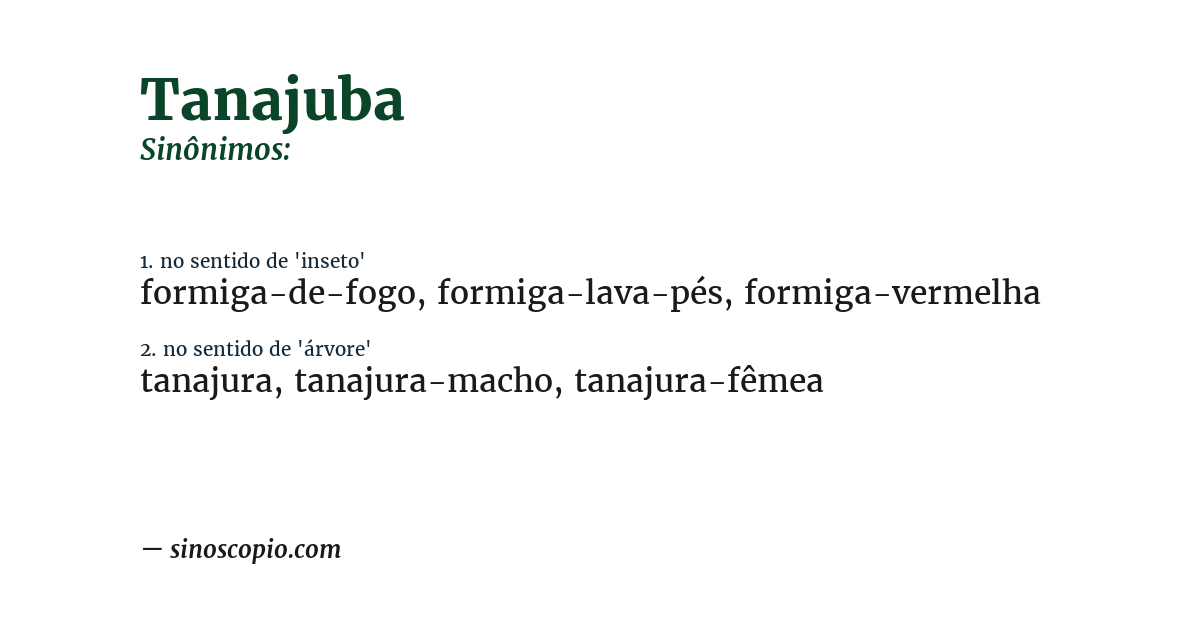 Sinônimo de tanajuba