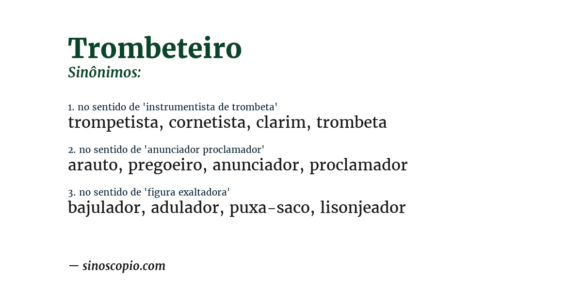 Sinônimo de trombeteiro