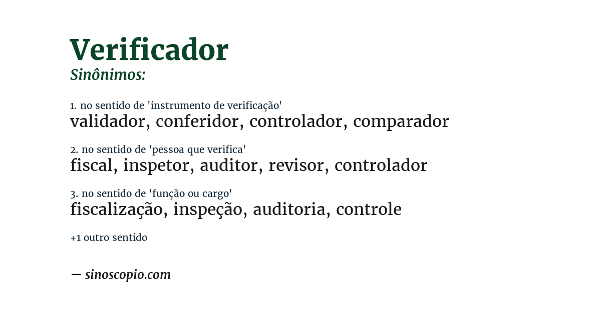 Sinônimo de verificador