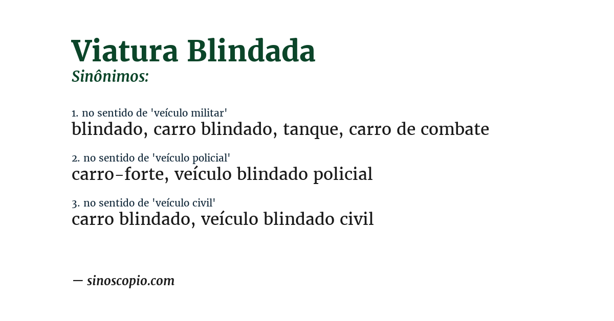 Sinônimo de viatura blindada