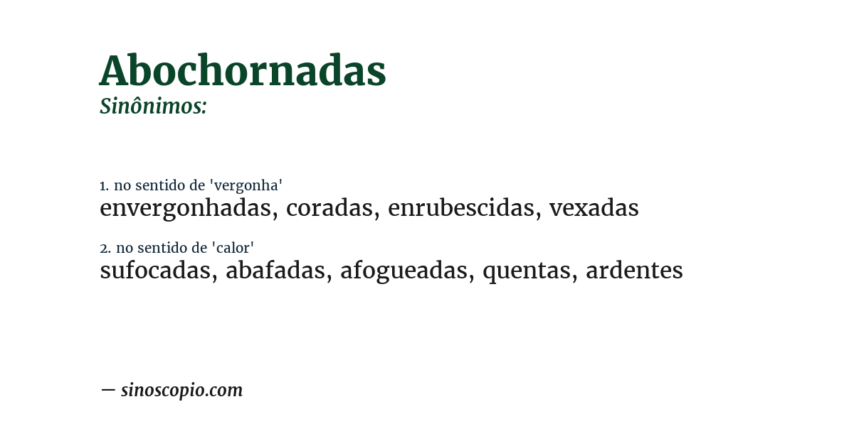Sinônimo de abochornadas
