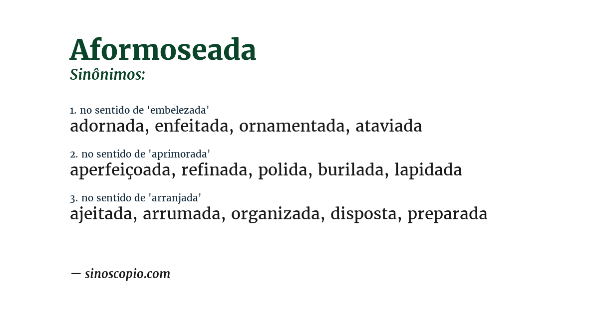 Sinônimo de aformoseada
