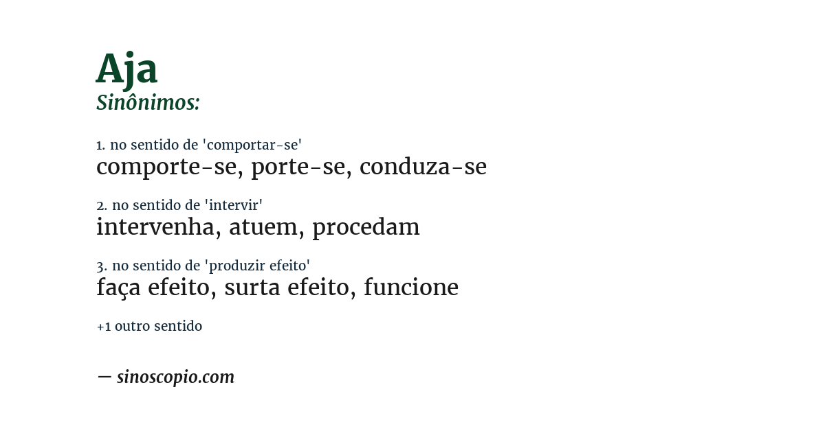 Sinônimo de aja
