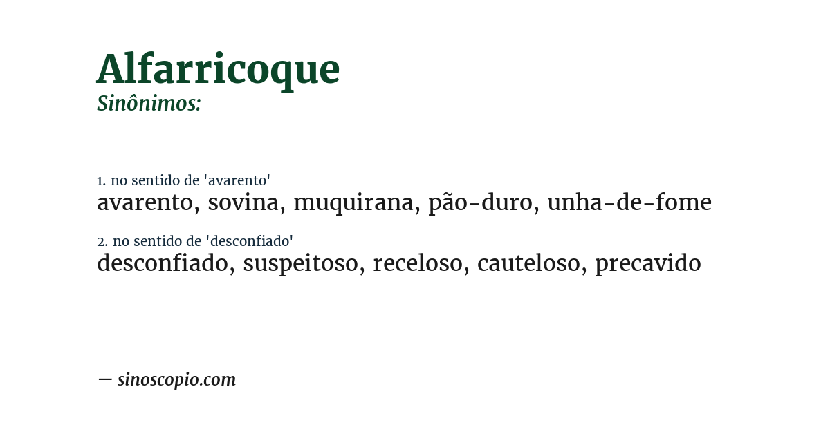 Sinônimo de alfarricoque