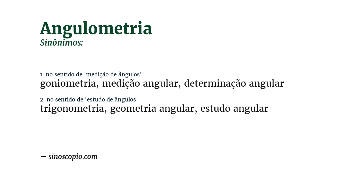 Sinônimo de angulometria