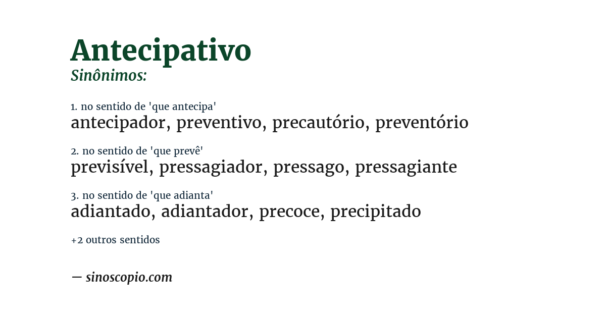 Sinônimo de antecipativo