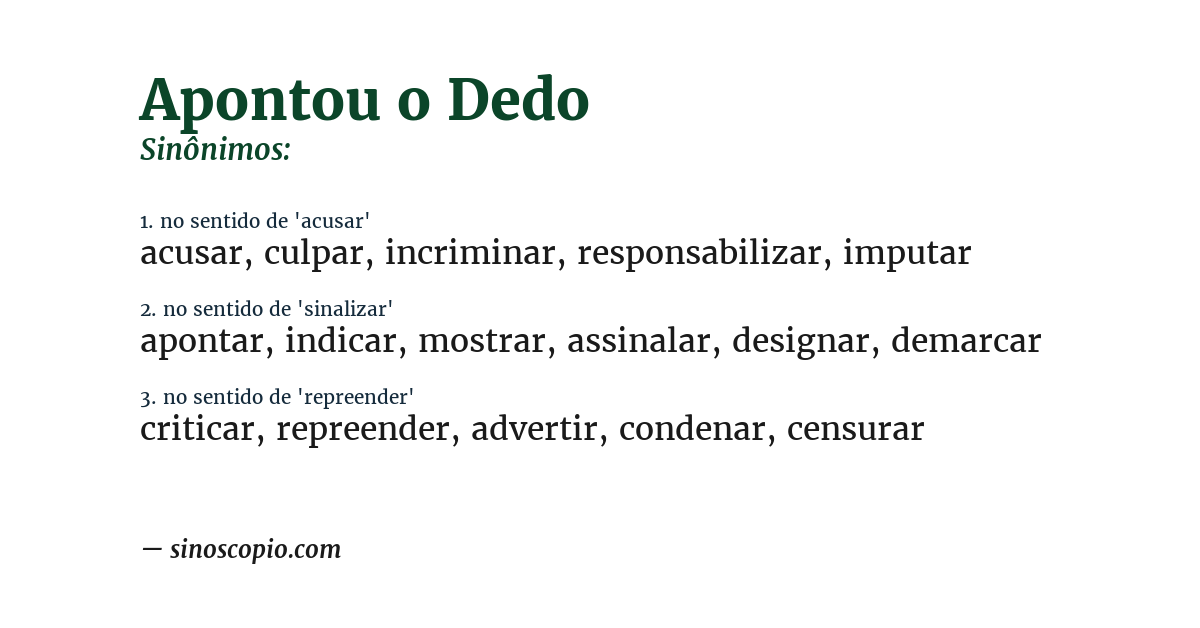 Sinônimo de apontou o dedo