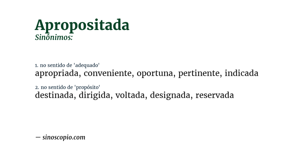 Sinônimo de apropositada