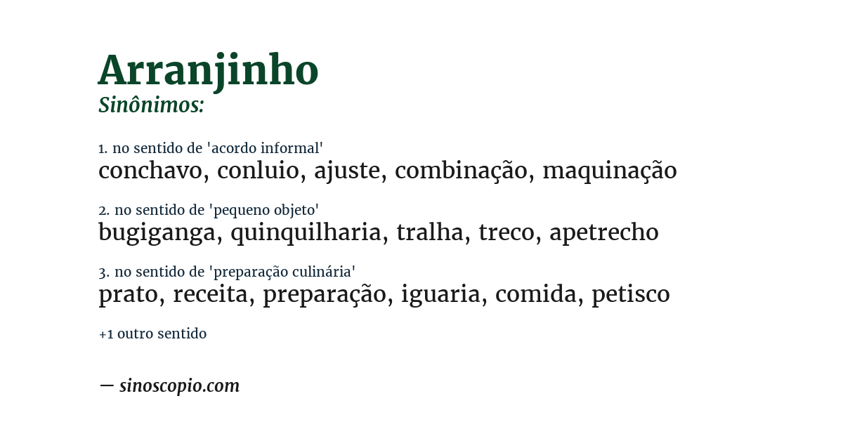 Sinônimo de arranjinho