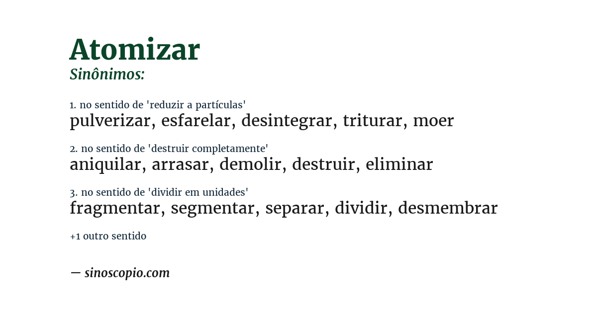 Sinônimo de atomizar