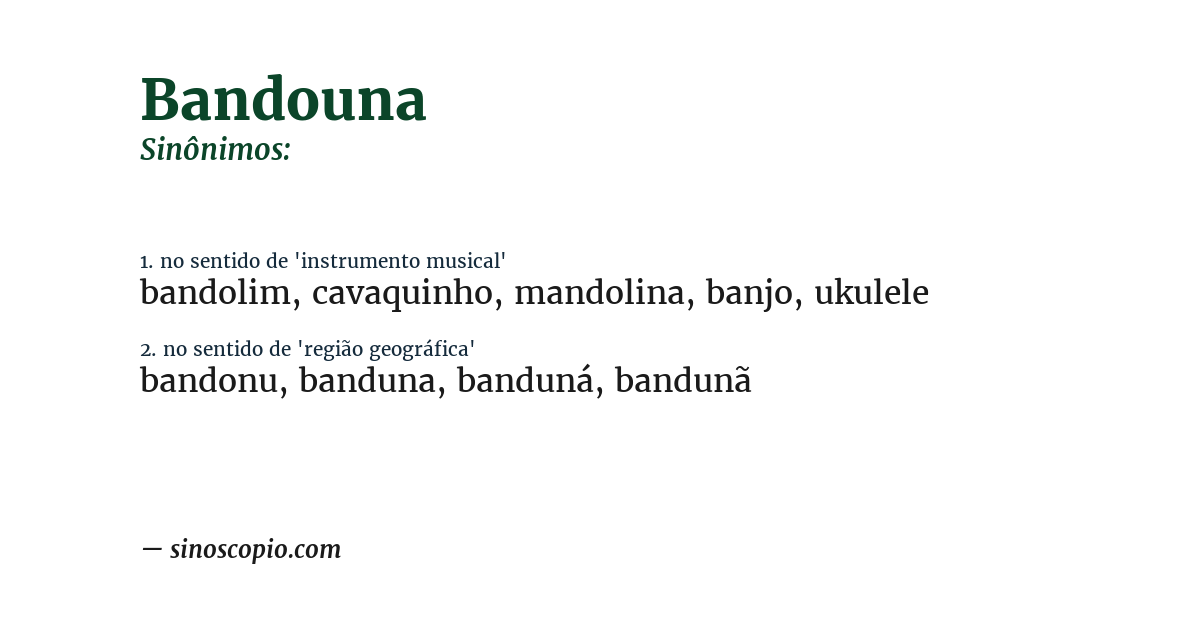Sinônimo de bandouna