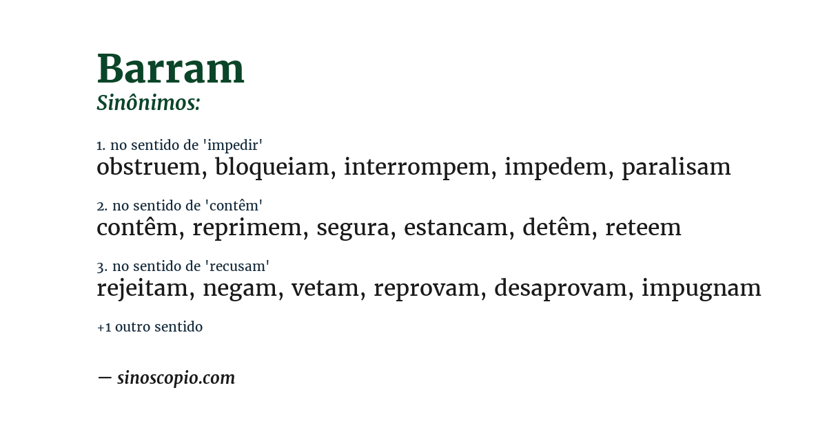 Sinônimo de barram