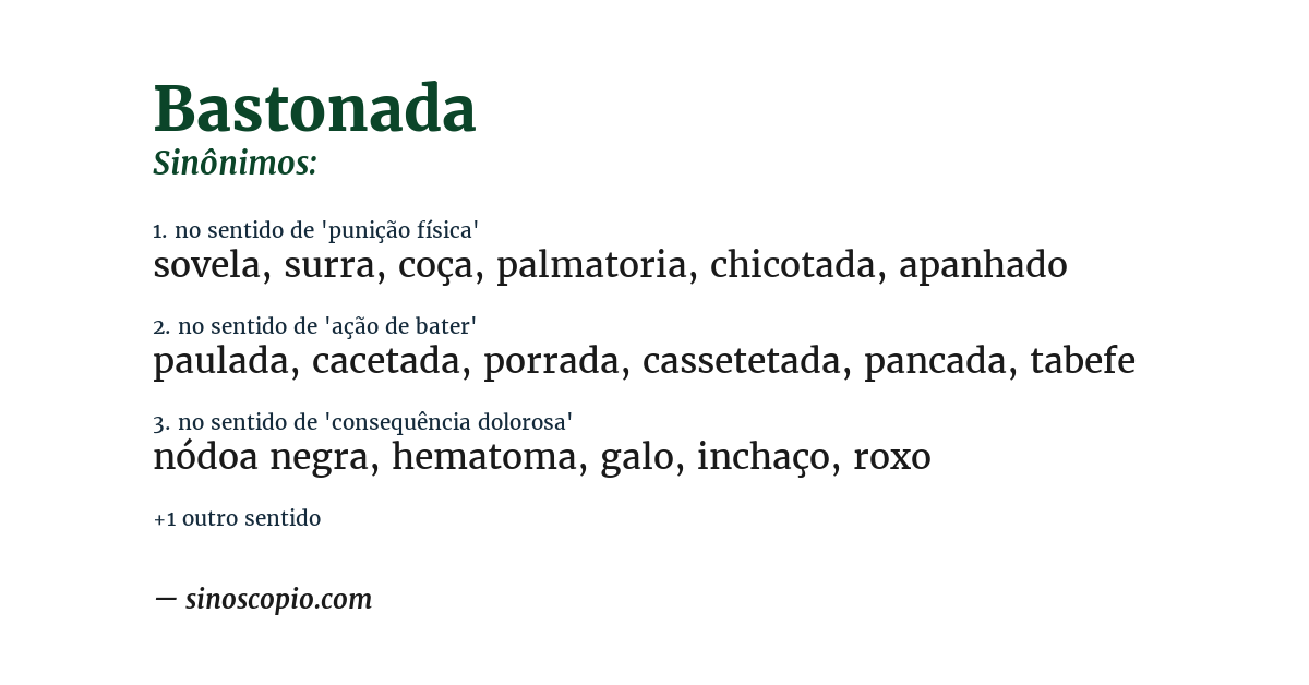 Sinônimo de bastonada