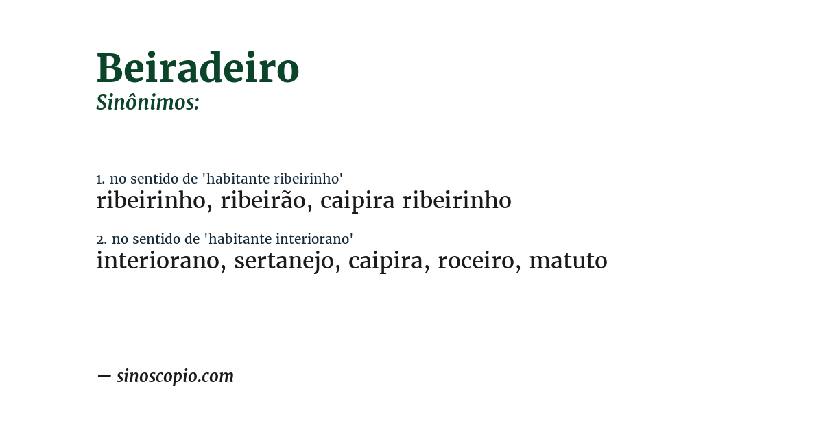 Sinônimo de beiradeiro