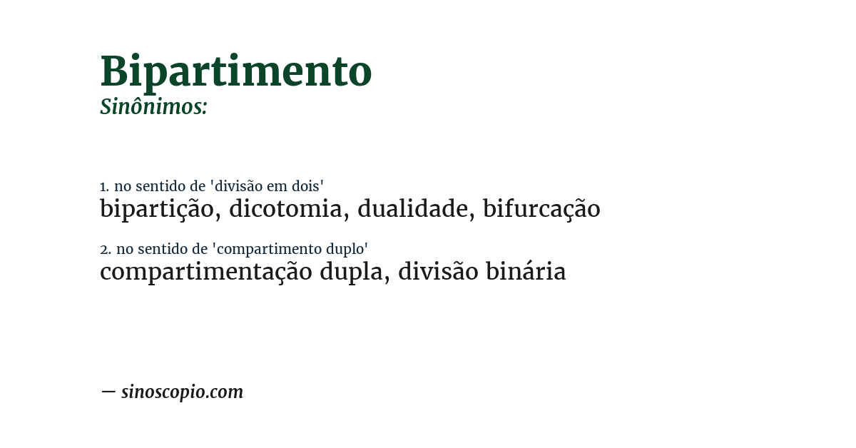 Sinônimo de bipartimento