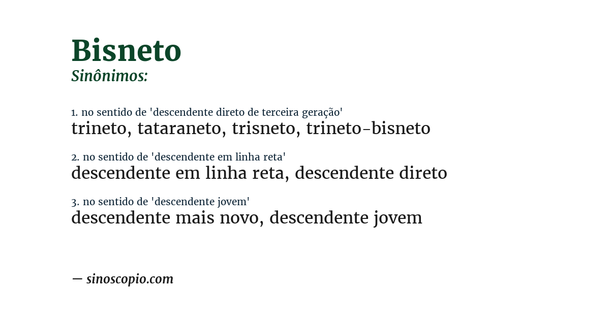 Sinônimo de bisneto
