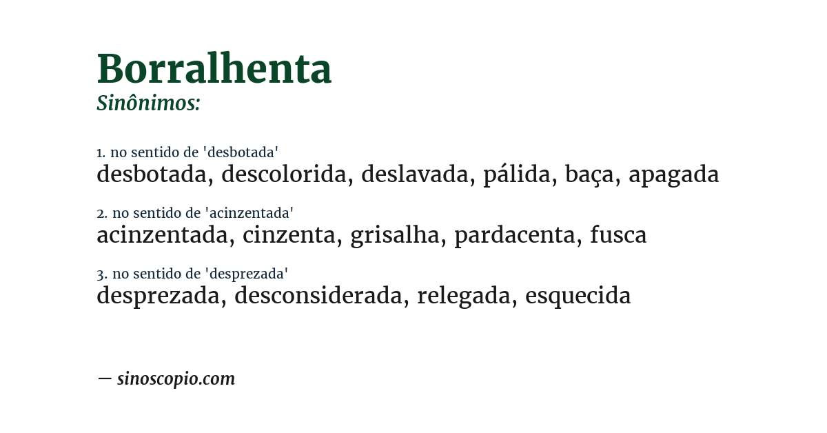 Sinônimo de borralhenta