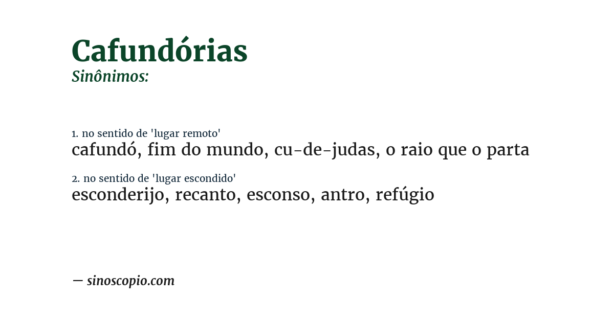 Sinônimo de cafundórias