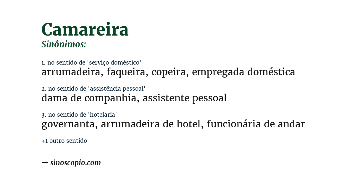 Sinônimo de camareira