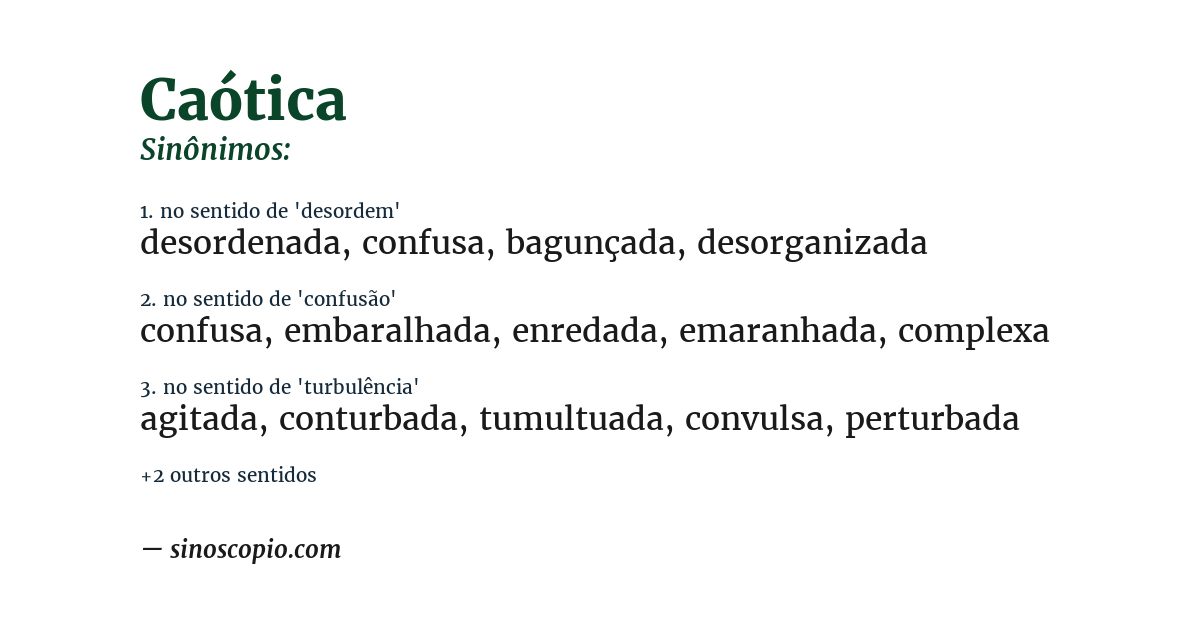 Sinônimo de caótica