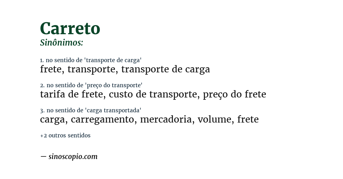 Sinônimo de carreto