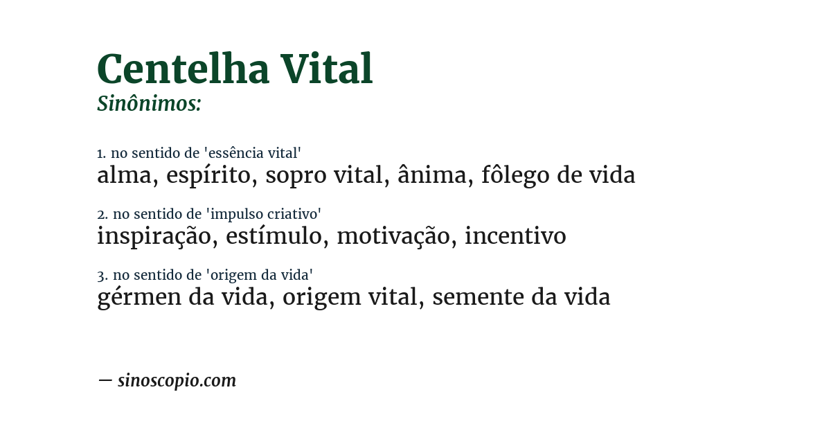 Sinônimo de centelha vital