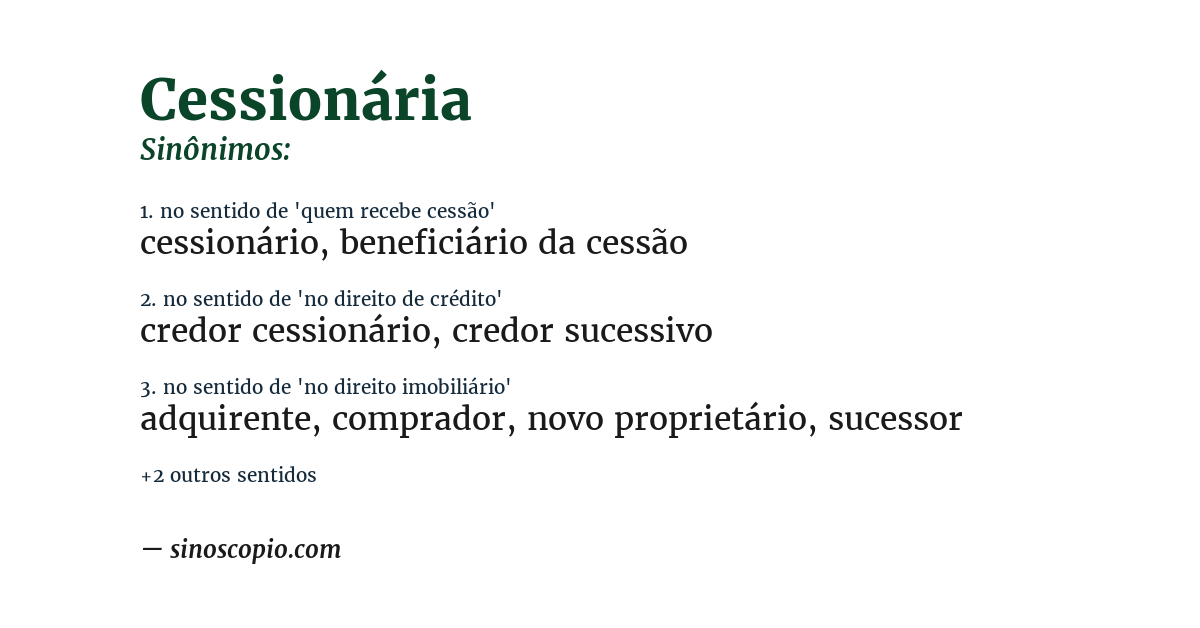 Sinônimo de cessionária