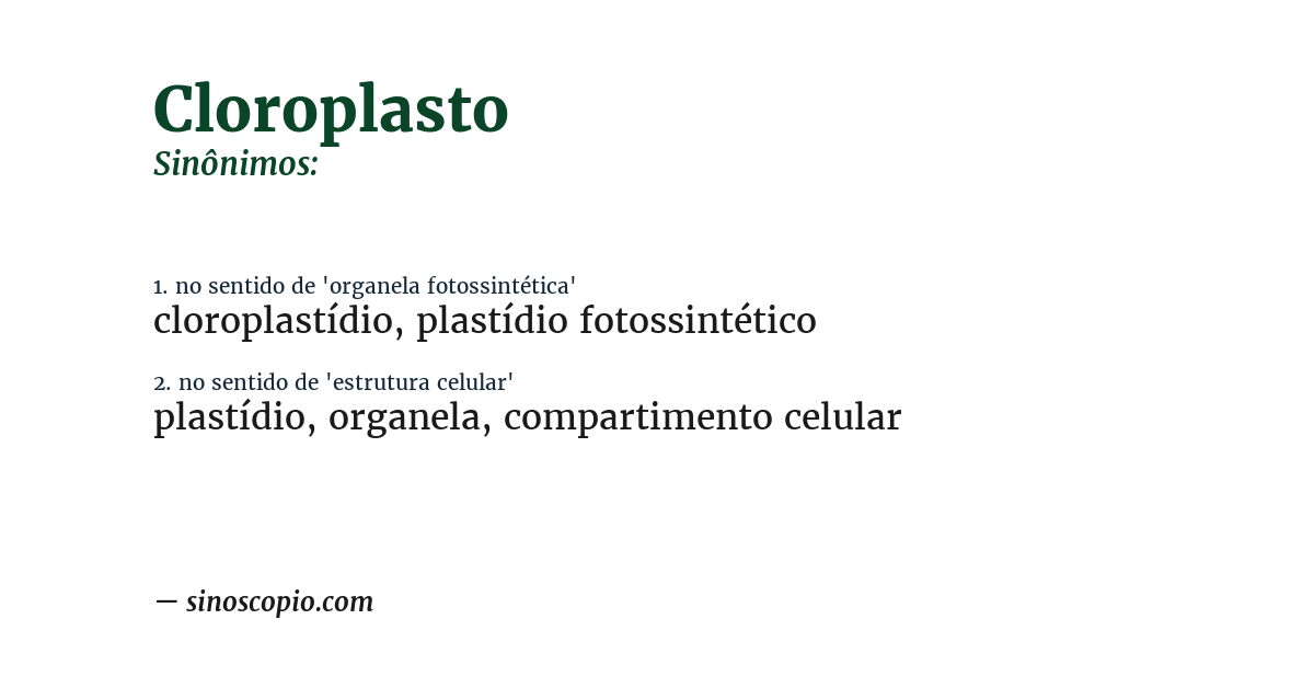 Sinônimo de cloroplasto