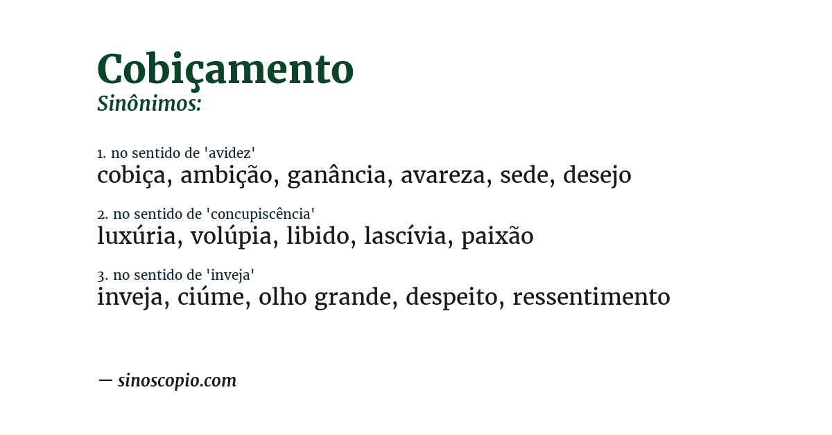 Sinônimo de cobiçamento