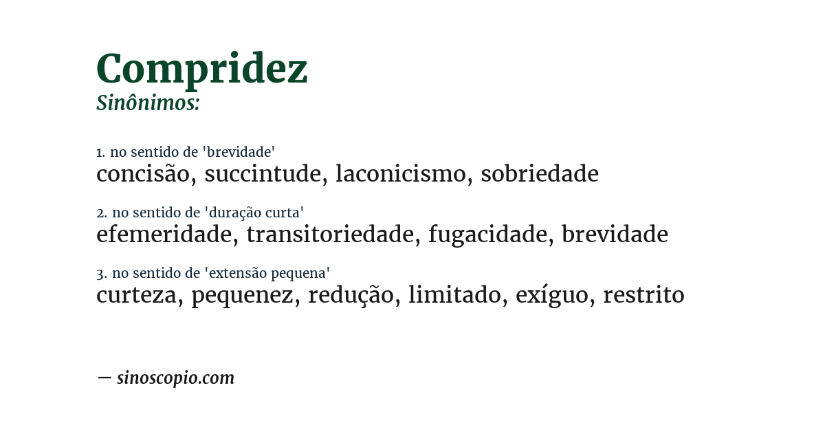 Sinônimo de compridez