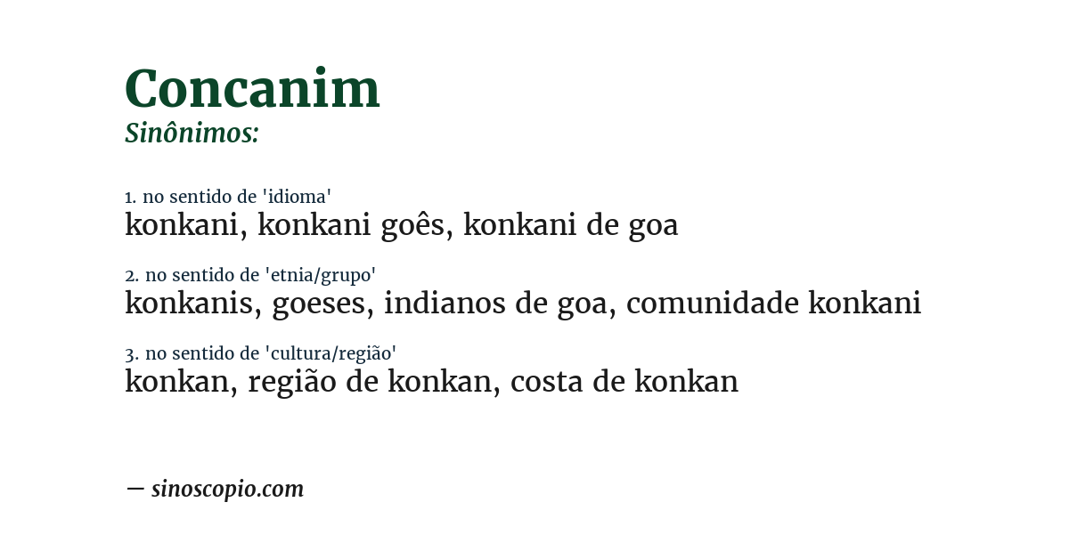 Sinônimo de concanim