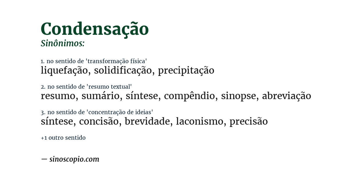 Sinônimo de condensação