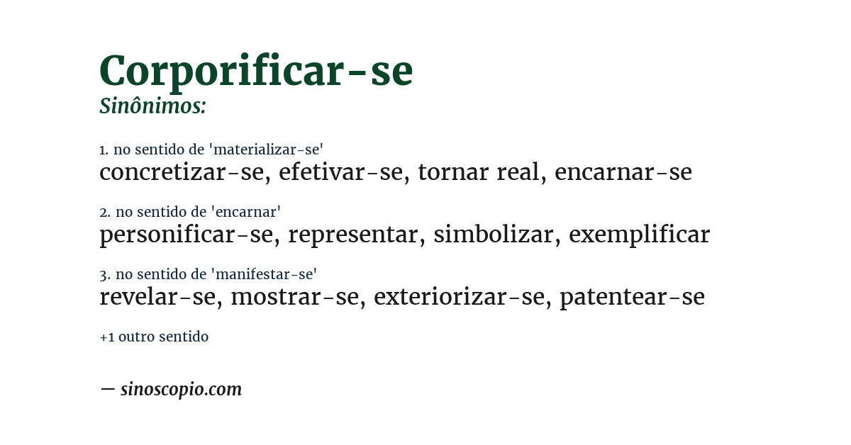 Sinônimo de corporificar-se