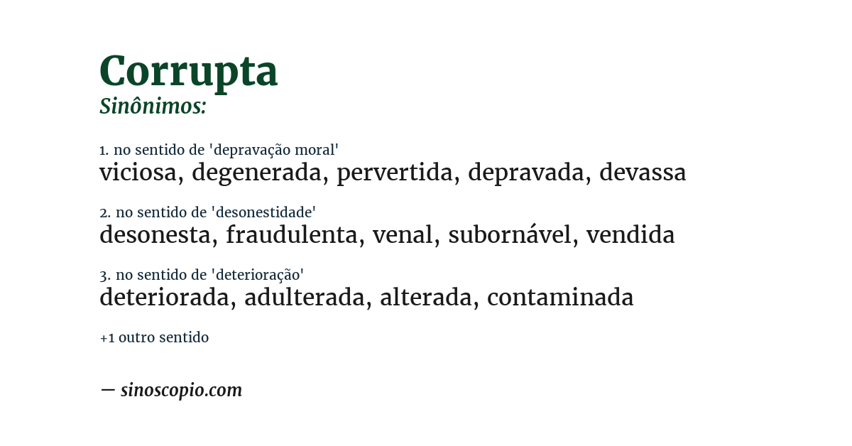 Sinônimo de corrupta