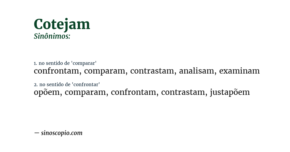 Sinônimo de cotejam