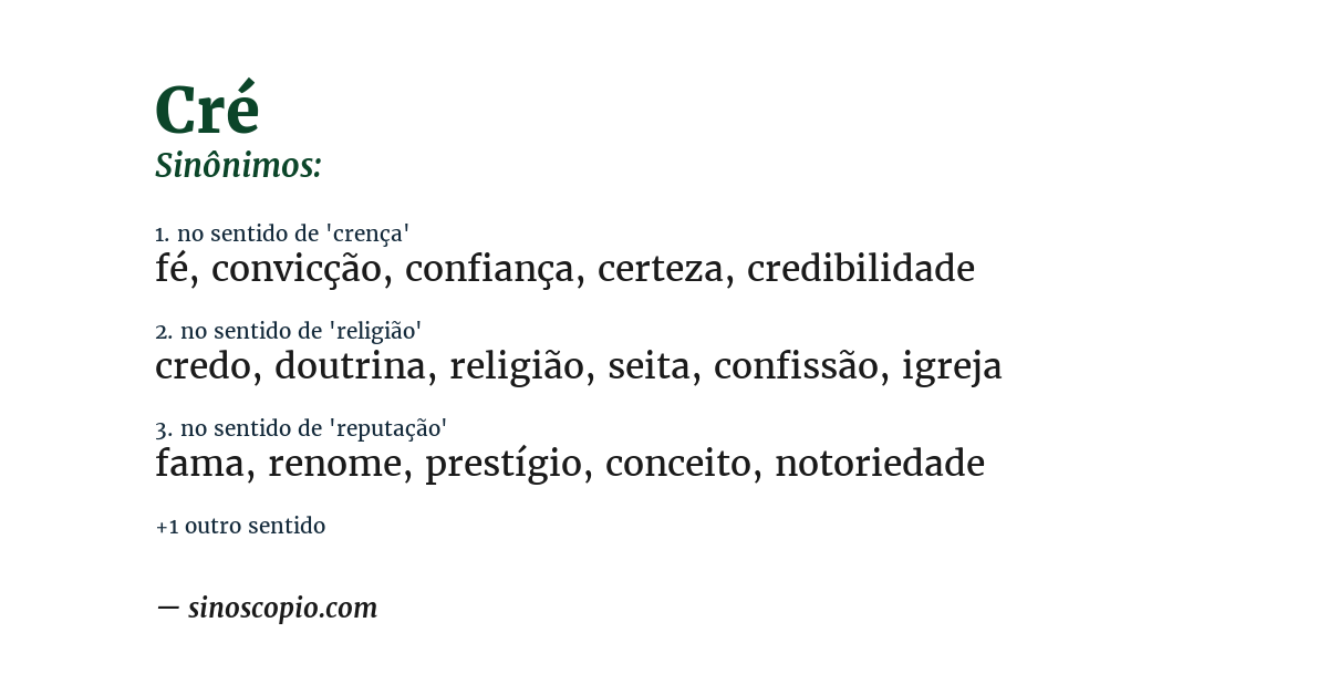 Sinônimo de cré