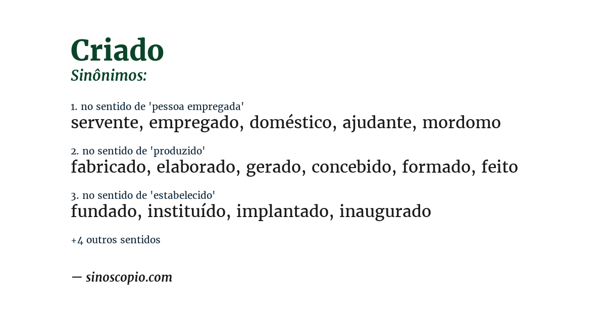 Sinônimo de criado