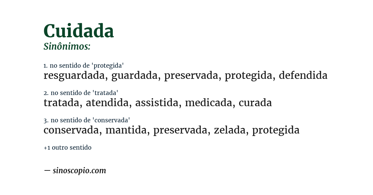 Sinônimo de cuidada
