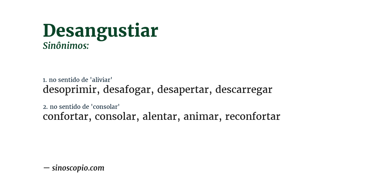 Sinônimo de desangustiar