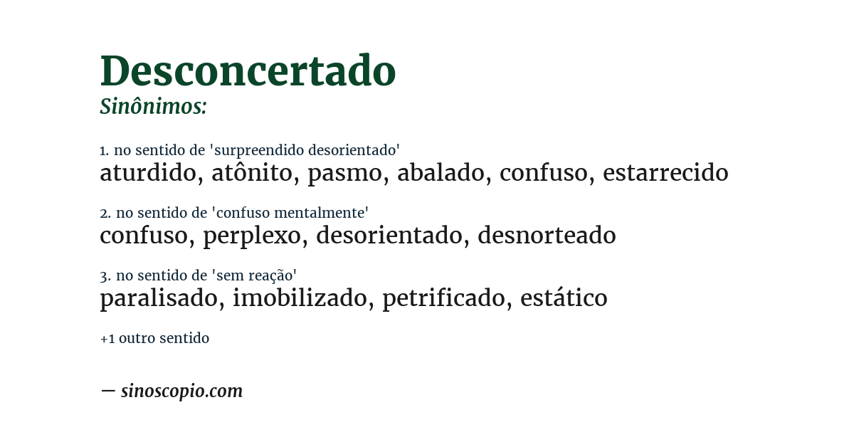 Sinônimo de desconcertado
