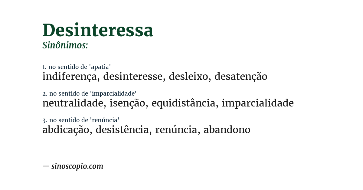 Sinônimo de desinteressa