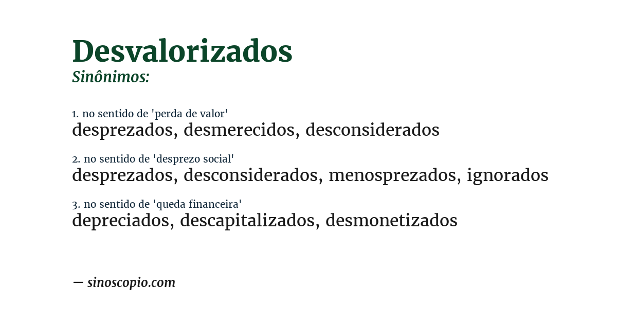 Sinônimo de desvalorizados