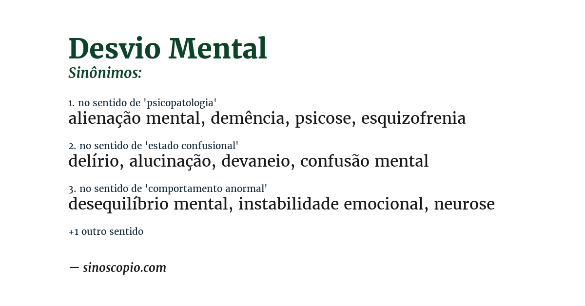Sinônimo de desvio mental