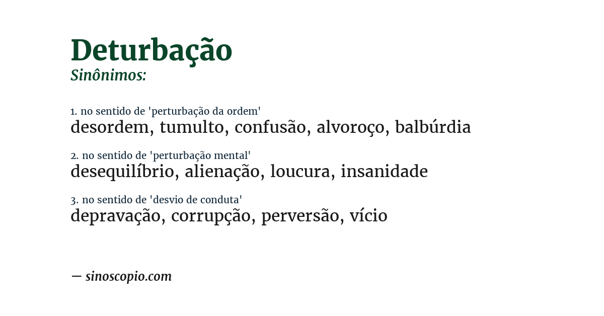 Sinônimo de deturbação