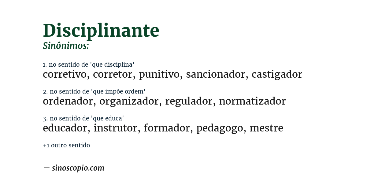 Sinônimo de disciplinante