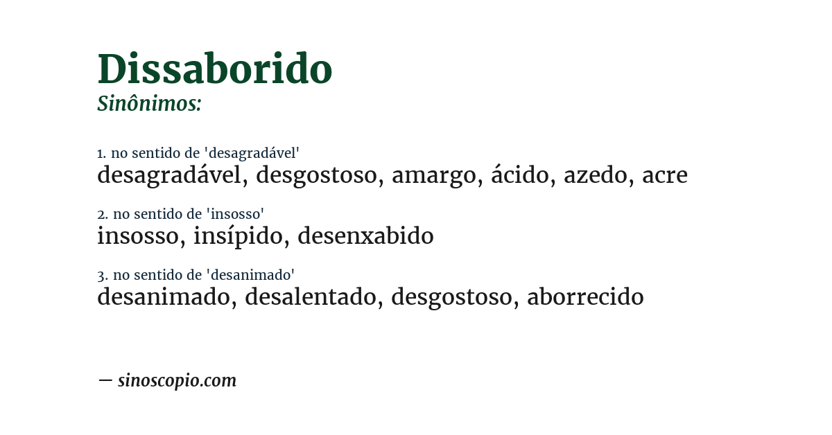 Sinônimo de dissaborido