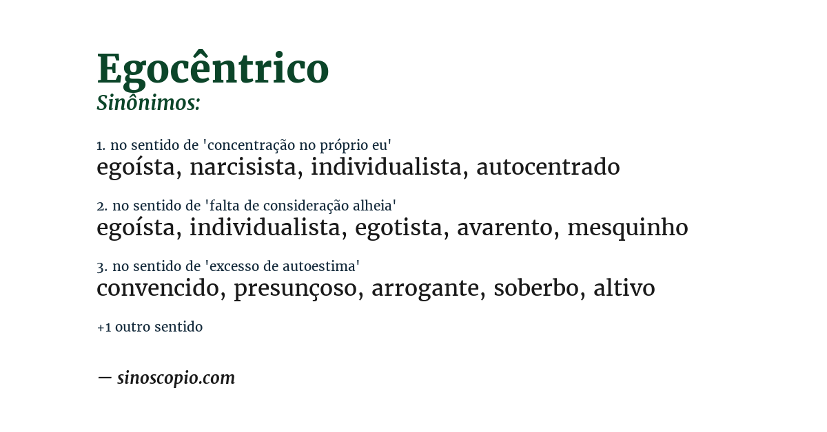 Sinônimo de egocêntrico