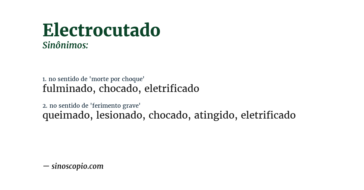 Sinônimo de electrocutado